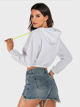 Perfee Drawstring Letter Long Sleeve Hoodie OutfitFlow